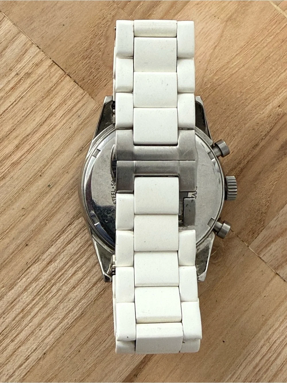 Emporio Armani Rare Chronograph Men’s Watch White Dial Silicone/Stainless Strap